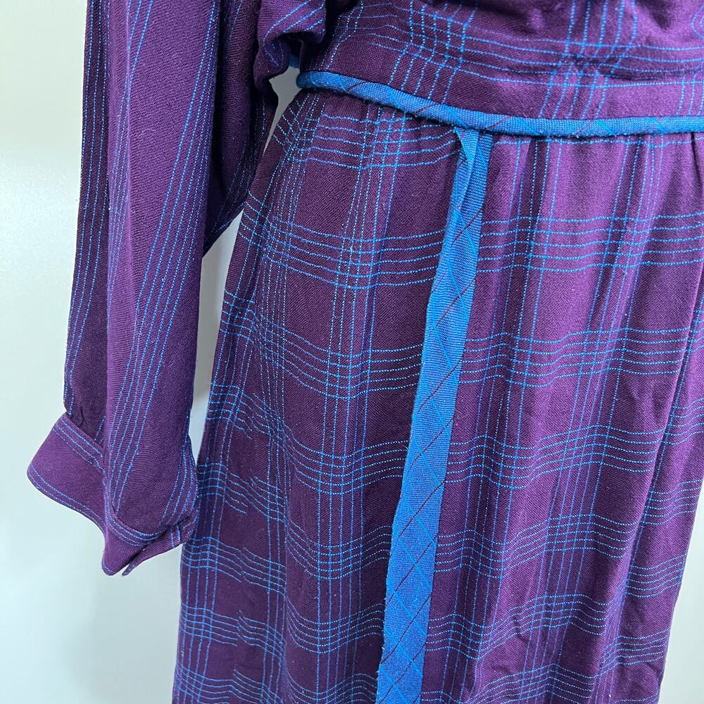Vintage 80s Rabbit Rabbit Rabbit Windowpane Dress Boho Prairiecore - Picture 5 of 8